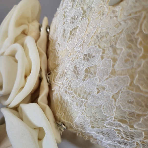 Vintage Lanz of Salzburg Pale Yellow/Ivory Lace Gown Mother of the Bride Size 6 - Picture 9 of 10